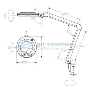 фото Лупа на струбцине круглая 3D с подсветкой 60 SMD LED, сенсорный регулятор яркости, ø120мм, белая (6017-8,BO) REXANT