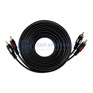 Шнур 2 RCA - 2 RCA, 10м, черный (GOLD) REXANT фото Шнур 2 RCA - 2 RCA, 10м, черный (GOLD) REXANT