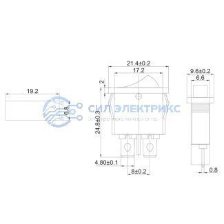 фото Выключатель клавишный 250V 6А (2с) ON-OFF красный Mini (RWB-103, SC-766, MRS-101-5) REXANT