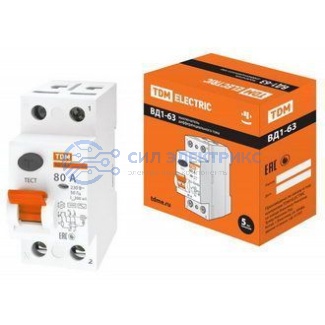 фото Автоматический выключатель ВД1-63 2Р 80А, 300мА, номинальное напряжение 230В