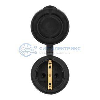 фото Розетка силовая Розетка переносная влагозащищенная с крышкой 2P+PE 230V, 16 А, IP44 каучук PROconnect