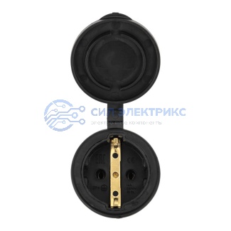фото Розетка силовая Розетка переносная влагозащищенная с крышкой 2P+PE 230V, 16 А, IP44 каучук PROconnect