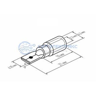 фото Клемма плоская изолированная термоусаживаемая РПи-п-т 2.5-(6.3)/РпИп-т 2-7-0,8 штекер 6.35 мм 1.5-2.5 мм² синий REXANT