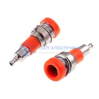 Штекер (гнездо, клемма) Z010 4mm panel jack RED фото Штекер (гнездо, клемма) Z010 4mm panel jack RED