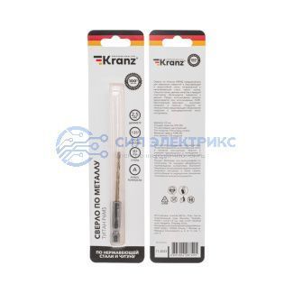 Сверло по металлу, 2,5мм, Р6М5, ТИТАН, шестигранный хвостовик (1 шт. в упаковке) DIN 338 KRANZ фото Сверло по металлу, 2,5мм, Р6М5, ТИТАН, шестигранный хвостовик (1 шт. в упаковке) DIN 338 KRANZ