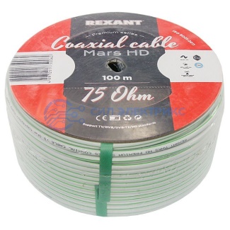 фото Кабель коаксиальный Кабель коаксиальный MARS HD, Cu/Al/CuSn, 96%, 75 Ом, 100 м, INDOOR, белый, REXANT