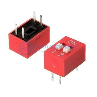 фото Переключатель SWD1-2 (DS-02), Вдм1-2, 2 переключателя, стандартный, пластиковый корпус, 2.54 мм шаг