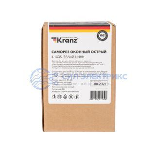 фото Саморез оконный KRANZ острый, 4.1х35, белый цинк, упаковка поставщика ( 8 000 шт. )