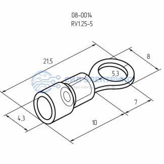 фото Наконечник кольцевой изолированный ø 5.3 мм 0.5-1.5 мм² (НКи 1.5-5/НКи 1,25-5) красный REXANT