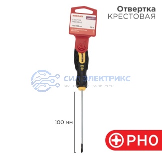 Отвертка крестовая PH0х100мм, двухкомпонентная рукоятка REXANT фото Отвертка крестовая PH0х100мм, двухкомпонентная рукоятка REXANT
