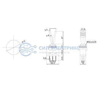 фото Тумблер 12V 20А (3c) ON-OFF однополюсный с красной подсветкой (ASW-13D) REXANT