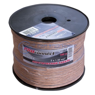 фото Кабель акустический 2х1,50 мм², прозрачный BLUELINE, 100 м, PROconnect