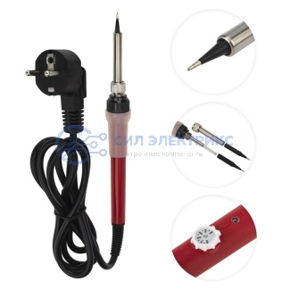 фото Паяльник с керам. нагревателем, серия Japan type, 60Вт, 230В, регул. темп. 250-500°C, запасное жало, блистер REXANT