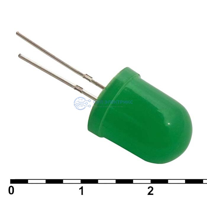 Светодиод 10 mm green 30 mCd 20 фото Светодиод 10 mm green 30 mCd 20