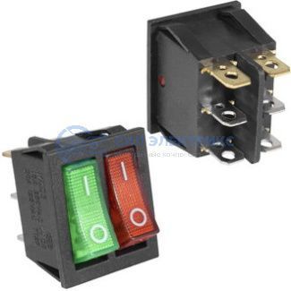 Клавишный переключатель KCD4-2101N-C3-RG/6P, on-off, красный с зеленым индикатором, номинальное напряжение 250 В, ток 6 А фото Клавишный переключатель KCD4-2101N-C3-RG/6P, on-off, красный с зеленым индикатором, номинальное напряжение 250 В, ток 6 А