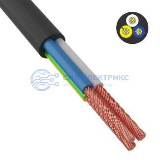 фото Провод соединительный ПВС 3x2,5 мм² 100 м черный ГОСТ 7399-97