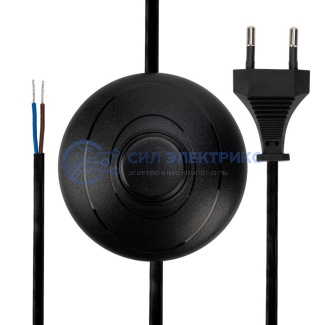 фото Сетевой шнур с напольным переключателем 2х0,75 мм², 2,5 м черный REXANT