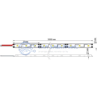 фото LED лента 5м 12 В, 8 мм, IP23, SMD 2835, 120 LED/m, 12 V, цвет свечения теплый белый (3000 K) LAMPER