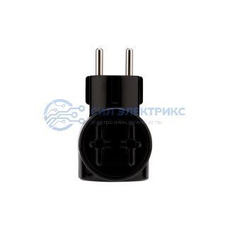 фото Тройник электрический РЕТРО 10 А без заземления черный (карболит) REXANT