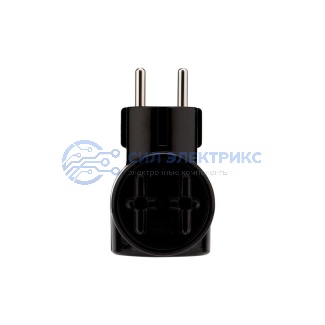 фото Тройник электрический РЕТРО 10 А без заземления черный (карболит) REXANT