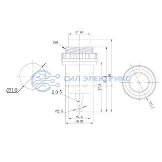 фото Выключатель-кнопка металл 220V 2А (2с) OFF-(ON) Ø10.2 черная Mini (RWD-213) REXANT