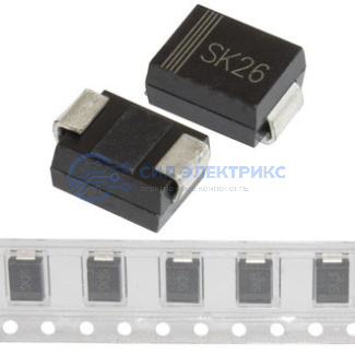 фото Диод Шоттки SK26, 2A, 60V, корпус DO-214AB (SMC)