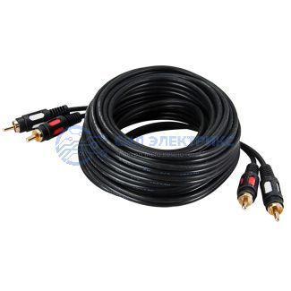 фото Шнур 2 RCA - 2 RCA, 5м, черный (GOLD) REXANT