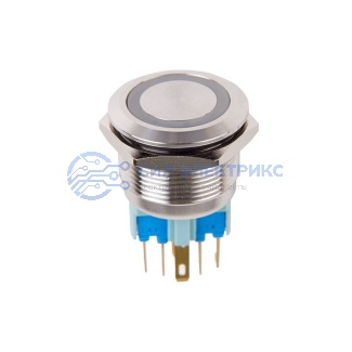 фото Кнопка антивандальная Ø22 12В Б/Фикс (6с) ON-OFF/OFF-ON подсв/красная REXANT (в упак. 1шт.)