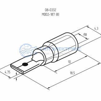 фото Клемма плоская изолированная РПи-п 2.5-(4.8)/РПИп 2-5-0,8 штекер 4.8 мм 1.5-2.5 мм² синяя REXANT