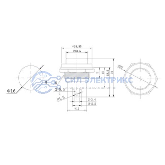 фото Выключатель-кнопка металл 250V 2А (2с) OFF-(ON) Ø16.2 синяя (RWD-306) REXANT