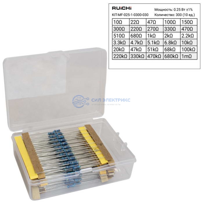 Резистор постоянный KIT-MF, 300 Ом, мощность 0.25 Вт, допуск 1%, металлопленочный, корпус THT фото Резистор постоянный KIT-MF, 300 Ом, мощность 0.25 Вт, допуск 1%, металлопленочный, корпус THT