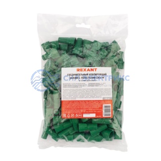 фото Соединительный изолирующий зажим REXANT заземления с лепестками СИЗ-99 ø 12 мм (5-16 мм²), зеленый (100 шт./уп.)