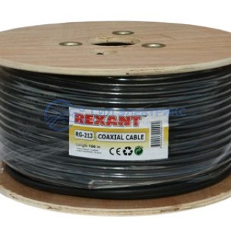 Кабель коаксиальный Кабель коаксиальный RG-213, 50 Ом, Cu/Cu, 96%, 100 м, черный, REXANT фото Кабель коаксиальный Кабель коаксиальный RG-213, 50 Ом, Cu/Cu, 96%, 100 м, черный, REXANT