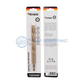 Сверло по металлу, 12мм, Р6М5, ТИТАН, шестигранный хвостовик (1 шт. в упаковке) DIN 338 KRANZ фото Сверло по металлу, 12мм, Р6М5, ТИТАН, шестигранный хвостовик (1 шт. в упаковке) DIN 338 KRANZ