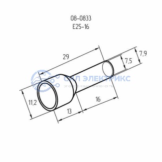 фото Наконечник штыревой втулочный изолированный F-16 мм 25 мм² (НШВи 25-16) черный REXANT