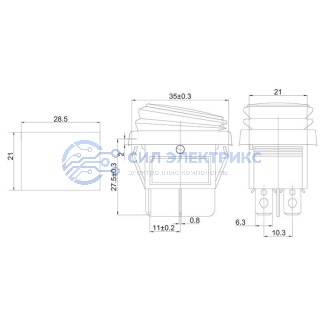фото Выключатель клавишный 250V 15А (4с) ON-OFF красный с подсветкой ВЛАГОЗАЩИТА (RWB-507) REXANT Индивидуальная упаковка 1 шт