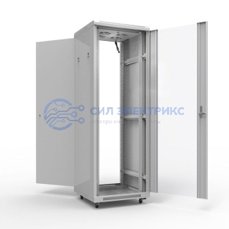 фото Шкаф напольный 19" серии Standart 47U 600х600мм, передняя дверь стекло, задняя дверь металл, RAL 7035 (состоит из 2 частей) REXANT