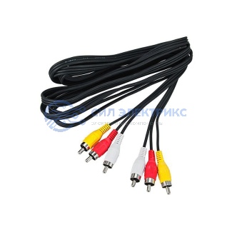 фото Шнур 3 RCA - 3 RCA, 10м, черный REXANT