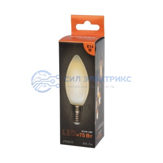 фото Лампа филаментная Свеча CN35 9,5Вт 915Лм 2700K E14 матовая колба REXANT