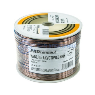 фото Кабель акустический 2х0,35 мм², прозрачный BLUELINE, 100 м, PROconnect
