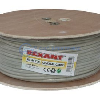 Кабель коаксиальный Кабель коаксиальный RG-8X, 50 Ом, CCS/Al/Al, 75%, 100 м, серый, REXANT фото Кабель коаксиальный Кабель коаксиальный RG-8X, 50 Ом, CCS/Al/Al, 75%, 100 м, серый, REXANT