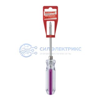 Отвертка комбинированная, прозрачная рукоятка, двухсторонний стержень 120мм (крестовая PH2, шлицевая SL6) REXANT фото Отвертка комбинированная, прозрачная рукоятка, двухсторонний стержень 120мм (крестовая PH2, шлицевая SL6) REXANT