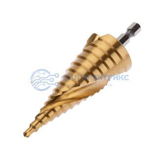 Сверло по металлу ступенчатое ТИТАН 4,0-32,0 мм 102 mm 65 HRC Р6М5 TiN Kranz фото Сверло по металлу ступенчатое ТИТАН 4,0-32,0 мм 102 mm 65 HRC Р6М5 TiN Kranz