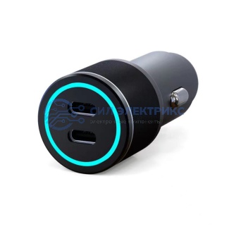 фото Автомобильное зарядное устройство c двумя портами (USB-C + USB-С) c LED-подсветкой, 75Вт REXANT