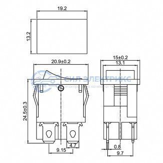 фото Выключатель клавишный 250V 6А (4с) ON-OFF желтый с подсветкой Mini (RWB-207, SC-768) REXANT