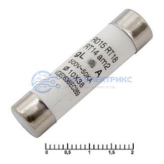фото Предохранитель цилиндрический, 4 А, 500 В, размеры 10×38 мм, для защиты низковольтных цепей