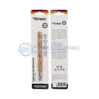 Сверло по металлу, 10мм, Р6М5, ТИТАН,шестигранный хвостовик (1 шт. в упаковке) DIN 338 KRANZ фото Сверло по металлу, 10мм, Р6М5, ТИТАН,шестигранный хвостовик (1 шт. в упаковке) DIN 338 KRANZ