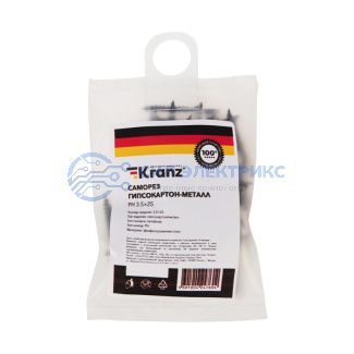 Саморез гипсокартон-металл KRANZ 3.5х25, пакет (50 шт./уп.) фото Саморез гипсокартон-металл KRANZ 3.5х25, пакет (50 шт./уп.)