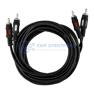 Шнур 2 RCA - 2 RCA, 3м, черный (GOLD) REXANT фото Шнур 2 RCA - 2 RCA, 3м, черный (GOLD) REXANT