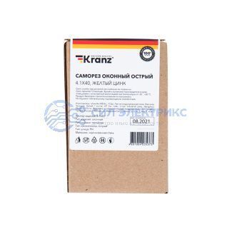 фото Саморез оконный KRANZ острый, 4.1х40, желтый цинк, упаковка поставщика ( 6 000 шт. )